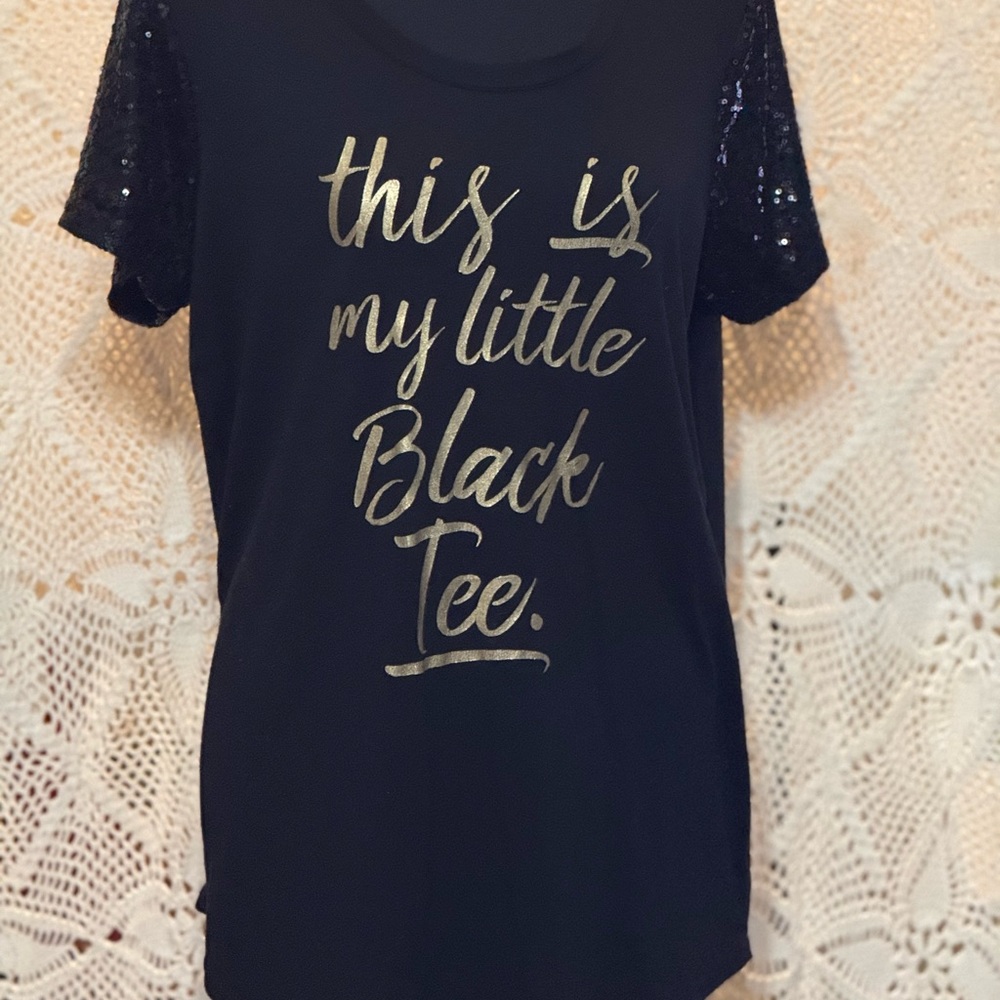 Maurices Black Short Sleeve Tee Playful Script